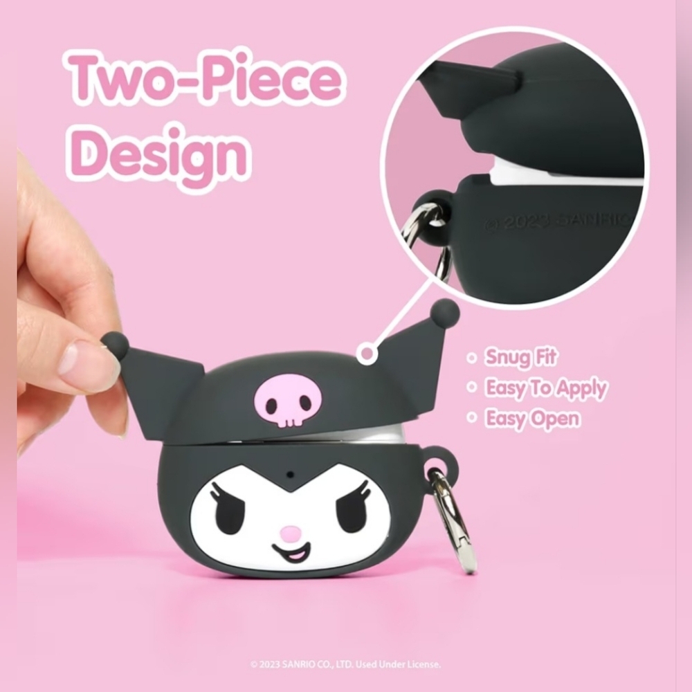 Black and White Kuromi AirPods Pro 2 Case w/ Keyring - Picture 5 of 6